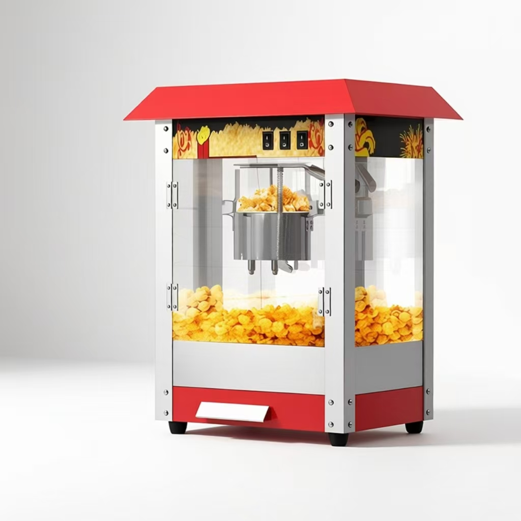 Popcorn - เครื่องทำป๊อปคอร์นไฟฟ้าแบบอัตโนมัติสไตล์โรงภาพยนตร์สำหรับใช้ในเชิงพาณิชย์ รุ่น NWD พร้อมอุปกรณ์อบ และมีส่วนประกอบมอเตอร์หลักครบครัน