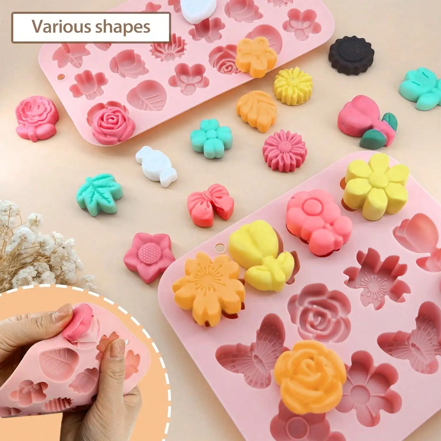 1-2 ชิ้น แม่พิมพ์ซิลิโคนรูปดอก - Gummy Candy บทวิจารณ์และราคา